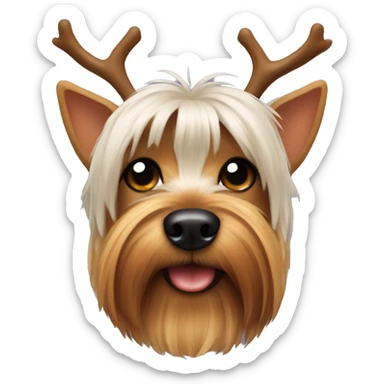 Yorkshire Terrier with reindeer antlers sticker