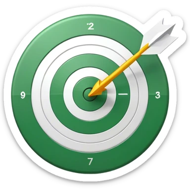 Cinematic Realistic green tilted target with a white arrow in the center  sticker