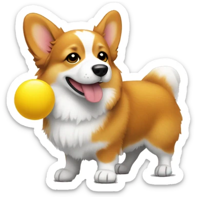 Redhead Fluffy corgi with yellow ball sticker