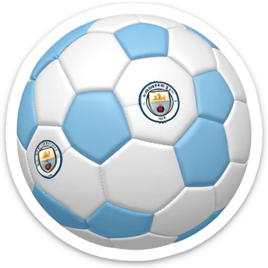Soccer ball in Manchester City sky blue and white colors sticker