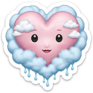 light pink heart with clouds sticker