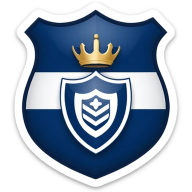 Monterey Football Club logo with thick barred shield with MY written inside and navy blue and white color sticker