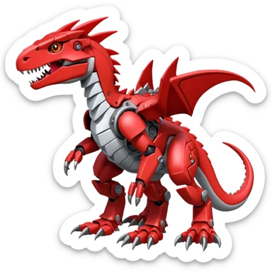 Cool Edgy Digimon-Fakemon-Guilmon-Velociraptor-Dragon-Mecha full body sticker