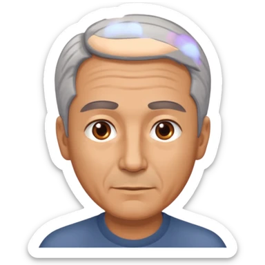 Illustrated emoji of a middle aged man with receding grey hair and brown eyes sticker