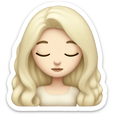 pale girl with long black hair sleeping  sticker
