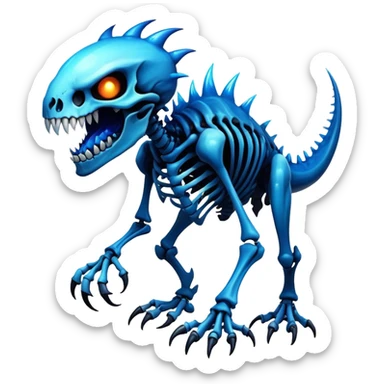 A black and blue gradient epic shiny cool edgy skeletal animal-monster-creature, full body sticker