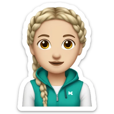 White girl with teal double Dutch braids and brown eyes  sticker