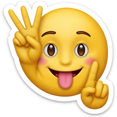 A yellow emoji face sticking it’s tongue between it’s fingers making a peace sign sticker