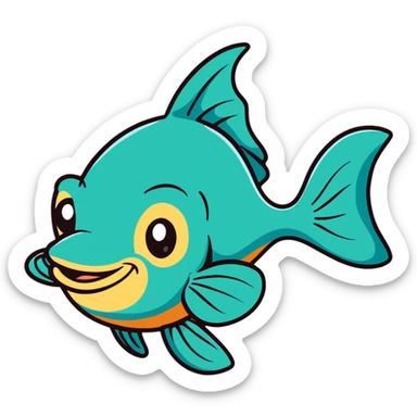 goofy fish with dopey expression and misaligned eyes, looking directly to the right sticker