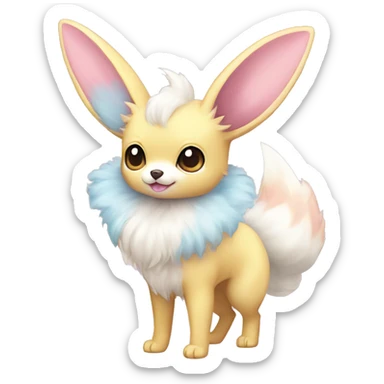 Kawaii Pastel Cotton-Candy-Colored Eeveelution-Cute-Chihuaha-Bunny-Pokémon-fusion full body sticker
