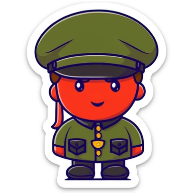 tomato wearing Napoleon Bonaparte's bicorne hat and military officer uniform sticker