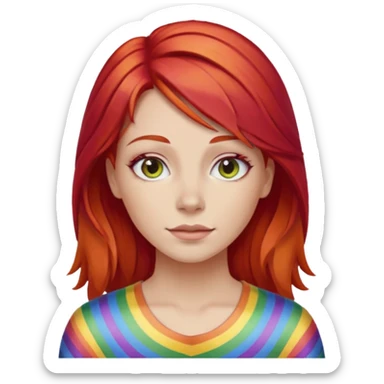 rainbow female with red hair  sticker