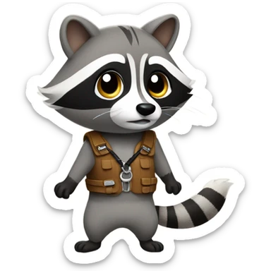 Raccoon on a walk with a leash sticker