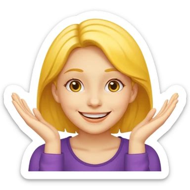 yellow smiling face girl with both hands under chin flipped sticker