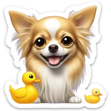 Cute long hair chihuahua with duck toy sticker