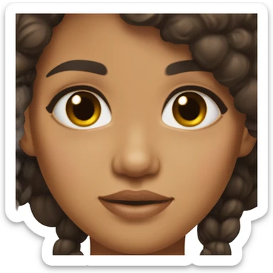 Lightskin/tan girl with really dark brown medium length hair rolling eyes sticker