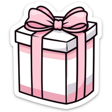 cute pink pastel gift box with ribbon, baby pink color sticker