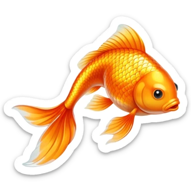 Goldfish with orange body and flowing tail sticker