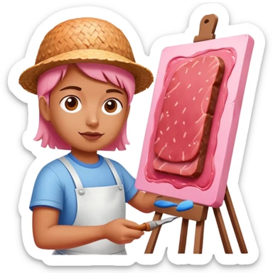 pink artist painting a SPAM meat abstract landscape  sticker