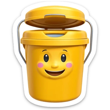 honey bucket portable toilet with a cheerful face sticker