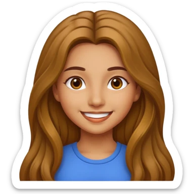 create a girl with hazel long hair, olive colour eyes and beautiful smile sticker