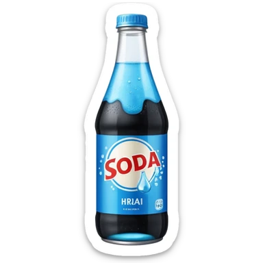 A soda called hraj and soda juice color black and the paper saying hraj is blue a bottle sticker