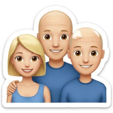 Two blonde women and a man with bald head sticker
