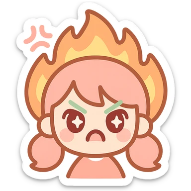 anime style icon representing wrath, with an angry, fiery character sticker