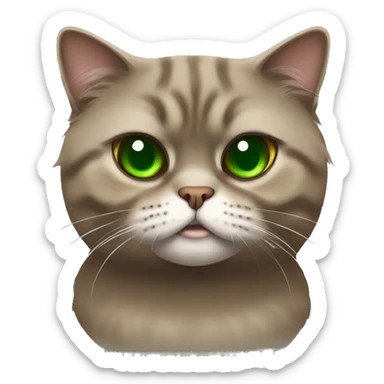 Brown scottish fold angry cat with green eyes  sticker