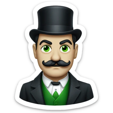 Hercule Poirot with green cat eyes sticker