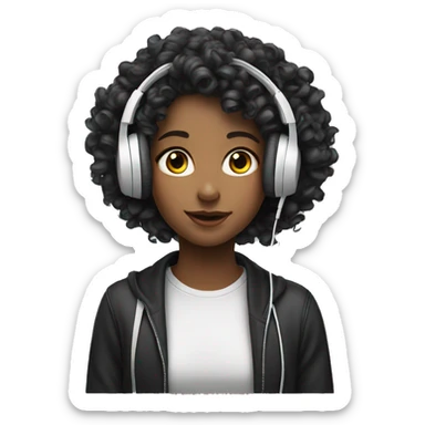 face earphones girl curly sticker