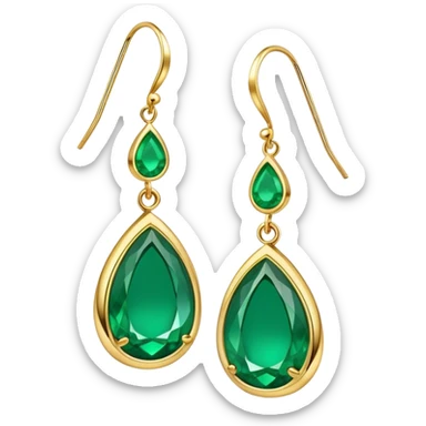 A pair of earrings with a smooth, curved teardrop shape, vibrant emerald green, sticker