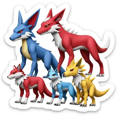 Zeraora-Zamazenta-Lombax-Sergal-Zangoose-Cyclizar-Genesect-Pokémon, full body sticker