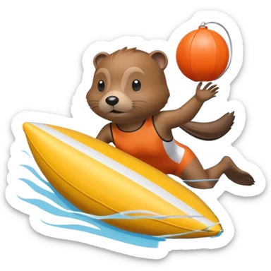 A focused beaver swimmer wearing a racing suit, diving past a floating buoy.


 sticker