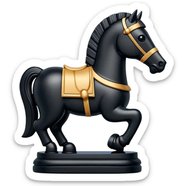 Black Trojan horse chess piece sticker
