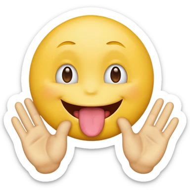 Yellow emoji face with two hands sticking it’s tongue out (I’m talking about in it meme) sticker
