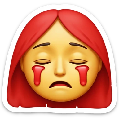 A standard emoji crying red with closed eyes sticker