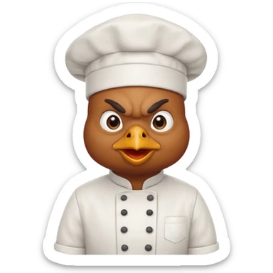 Ahora como una gallina con ropa de chef enojada sticker