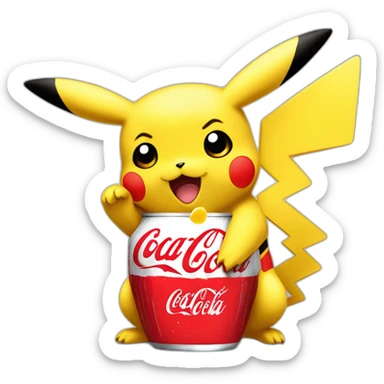 Pikachu boit un coca cola sticker