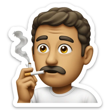 raised eyebrow emoji smoking a fat cigarette sticker