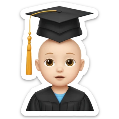 baby wearing a graduation hat sticker