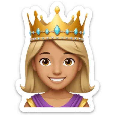 A stylish teen wearing a hand-crafted crown for fun. sticker