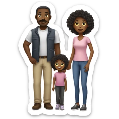 black family with a black dad, mixed race mum and 2 children sticker