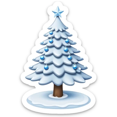 White christmas tree with dozens of cold theme decoration  sticker