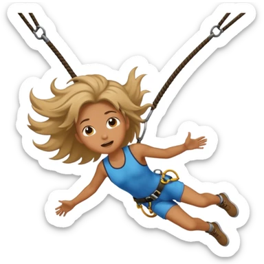 bungee jumping face only with hair flying sticker