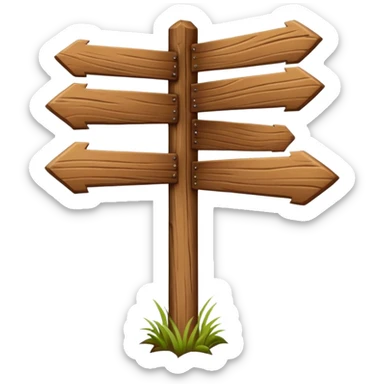 Wooden sign post made of felt texture, scrapbooking style, transparent background sticker