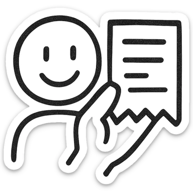 Minimalist buying emoji, simple and elegant, abstract representation of a receipt, monochrome. sticker