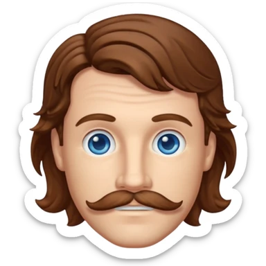 Benson Boone (b.2002) blue eyes, brown wavy hair and thin mustache sticker