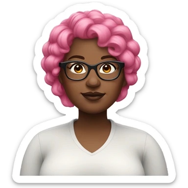 Plus size black woman with pink hair, a black mole, and colorful eyeglasses  sticker
