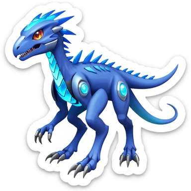 Shiny Futuristic Celestial Fakemon-Pokemon-Digimon-Spectrobes-Raptor-fusion, full body, four legs sticker